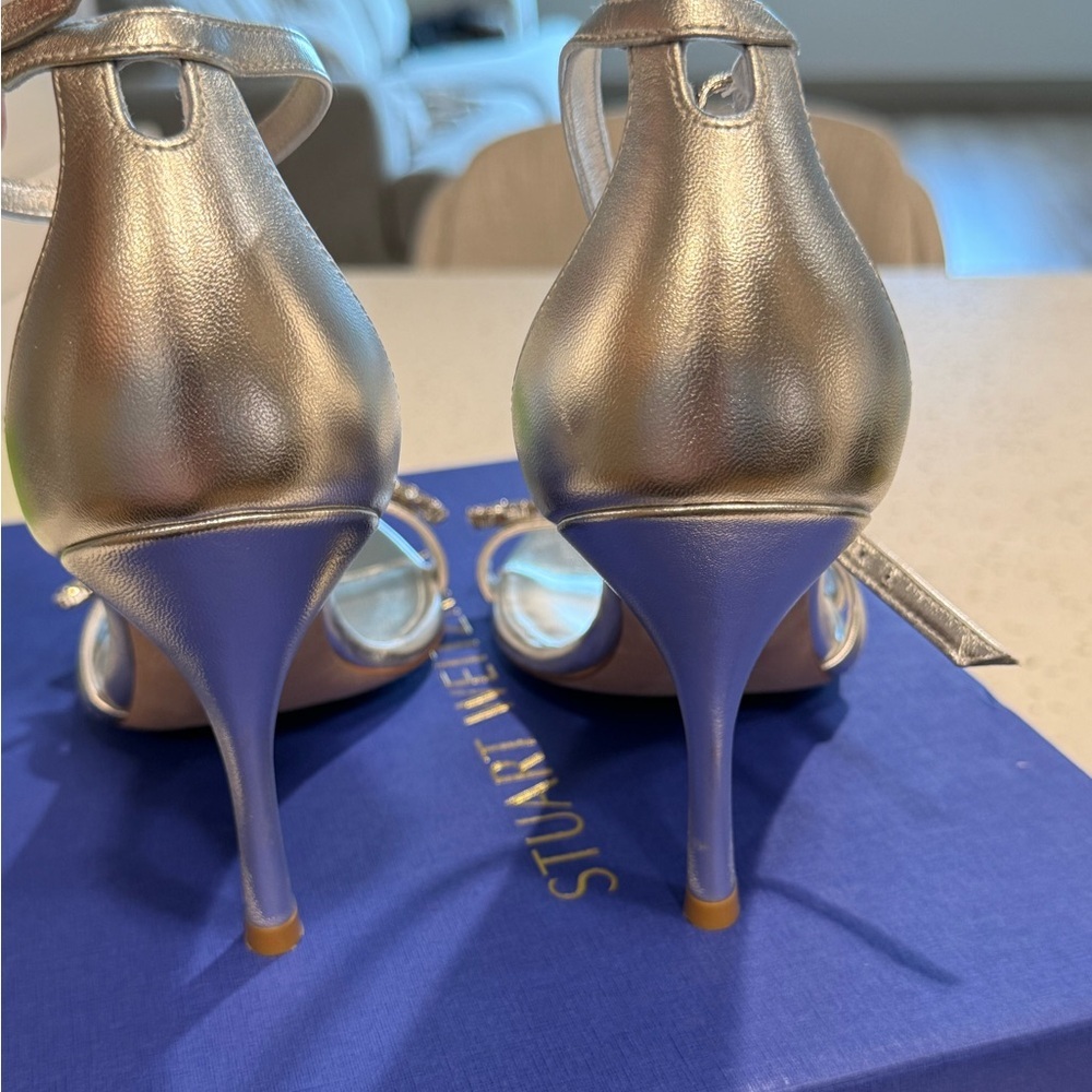Stuart Weitzman Women's Nudist Vow Crystal Heel Sandals Size - Picture 9 of 11